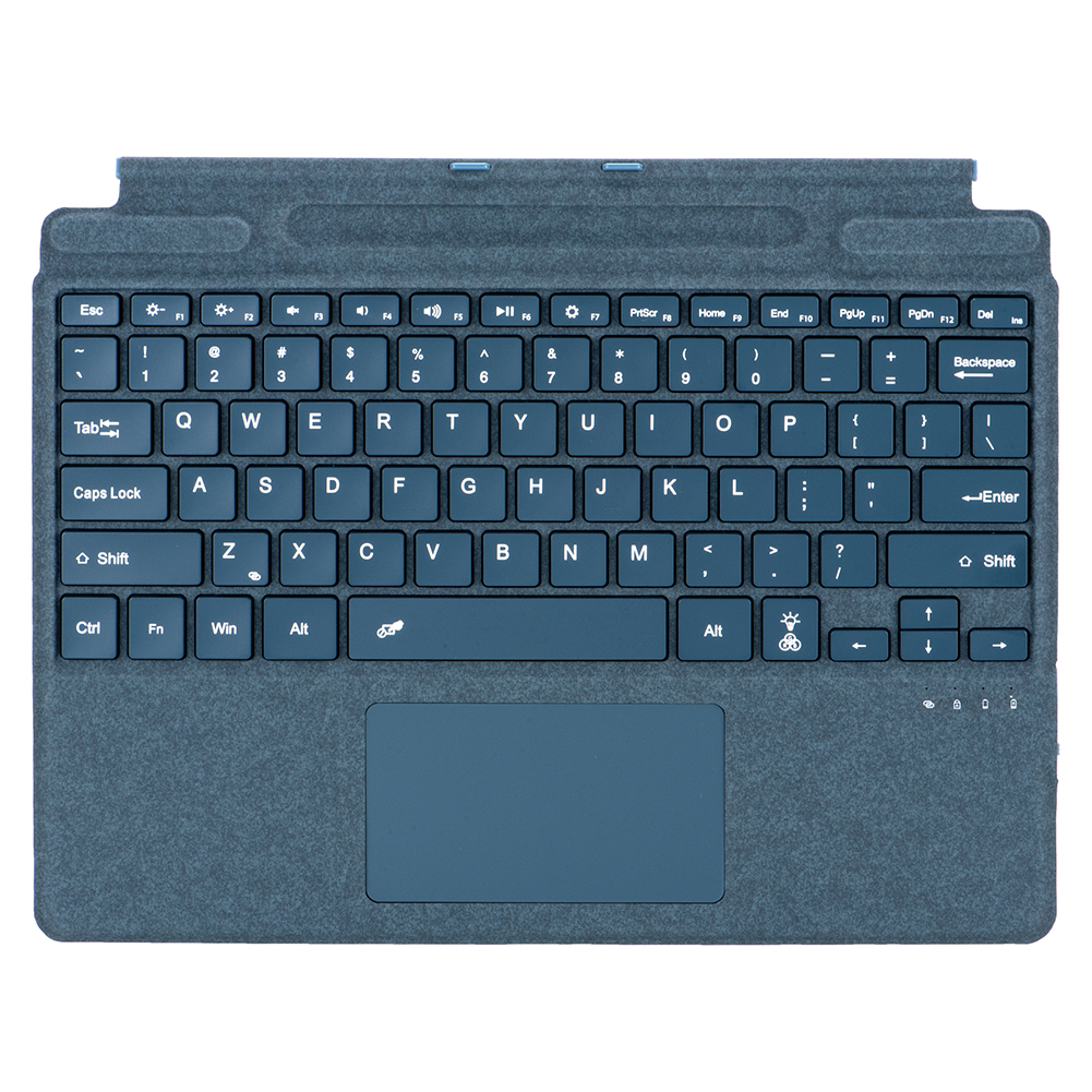 Magnetisch toetsenbord voor Surface Pro 11/10/9/8/X Slank Bluetooth draadloos toetsenbord met touchpad, pensleuf, achtergrondverlichting, Type C Charge: Blauw