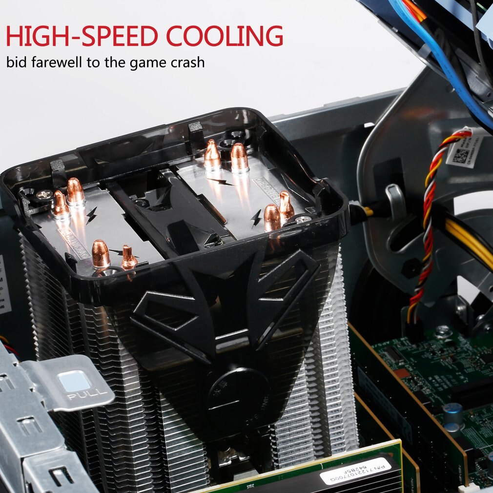 Leshp cpu-kylare ultra tyst 20db( a) med 90mm fläkt fyra rena koppar värmerör fyra-tråd för dator dator lång livslängd kompakt