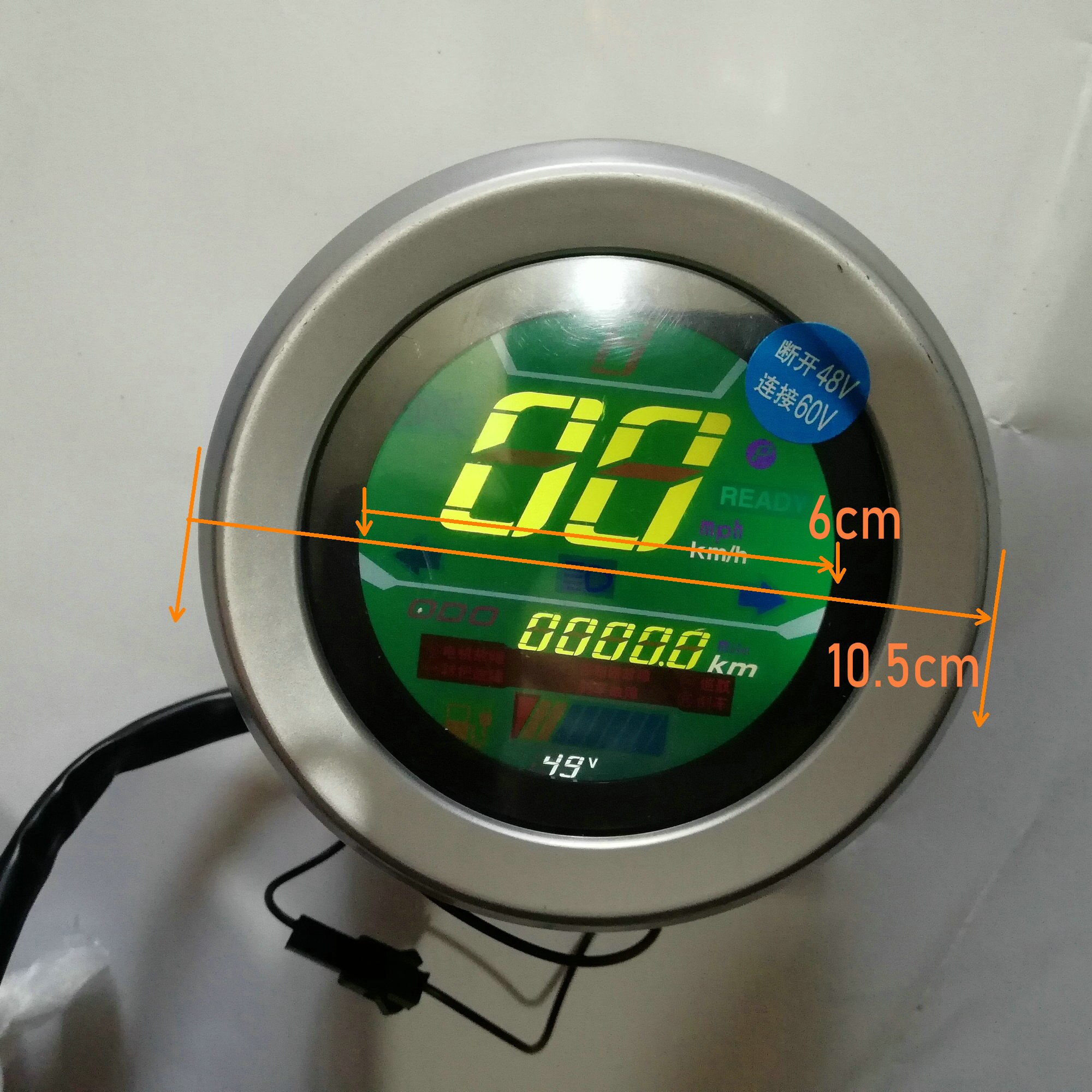 Digital Motorcycle Speedometer Gauge For 48V-72V E-Bikes & Scooters - Odometer With Battery Indicator