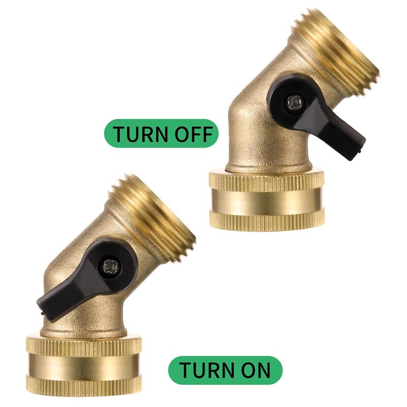 2 Pieces Ball Brass Shut Off Valve Gooseneck Garden Hose Connector and 2 Pieces 3/4 Inch Fitting Garden Hose Quick Conne