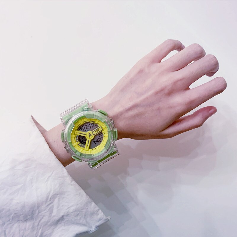 Sport montre numérique hommes femmes veilleuse LED montre Silicone électronique garçon fille montre Couple montres enfant horloge relogio reloj: green