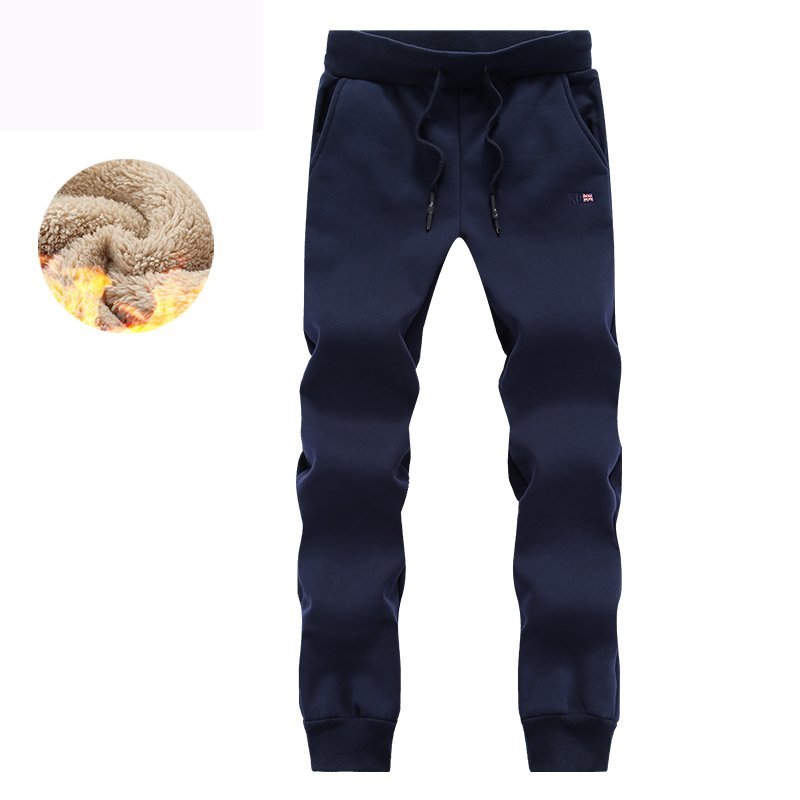 Męskie ciepłe spodnie zimowe zagęścić polarowe męskie spodnie dresowe dorywczo Faux futro Jogger Hombre mężczyźni Hip Hop ciężkie aksamitne spodnie 5XL: L / Dark Blue P02
