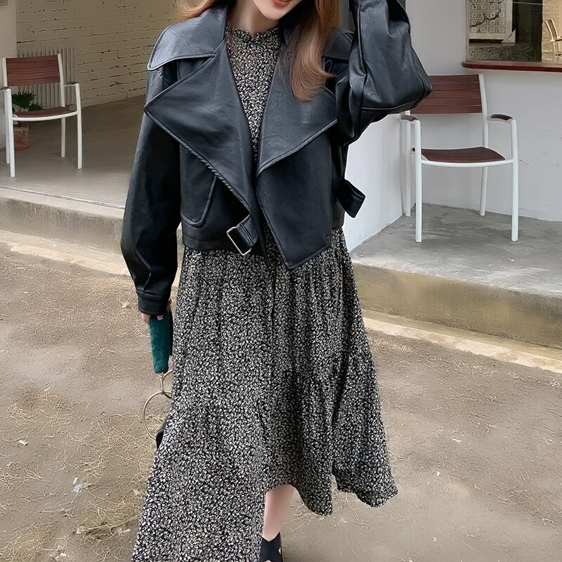 Spring Products Leather Coat Coat Women's Short Jacket High-waiste