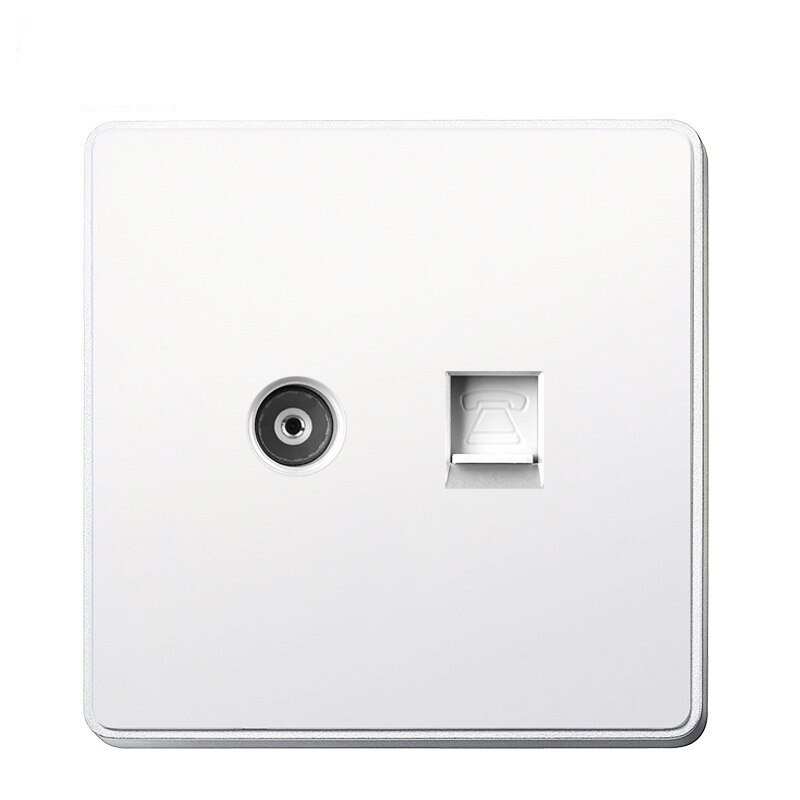 Rj45 Wall Socket Internet Outlet With TV Outlet Wall Data RJ45 Internet Computer Double Phone Socket Plastic Panel Cable TV: TV and Phone