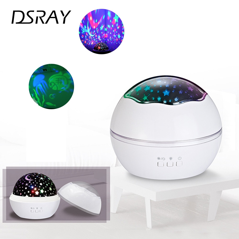 LED Night Light Projector Spin Starry Sky Star Ocean World Master Rotating Children Kids Baby Sleep Romantic USB Lamp Projection
