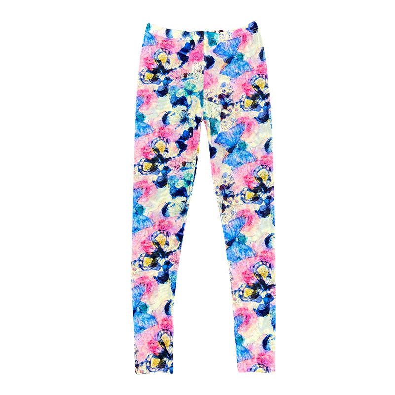 Spring Summer Women Y2K Cute Boston Terrier Graphic Stretch Tulle Leggings See-through Patterned Paisley Print Pants: 23 / SKY BLUE