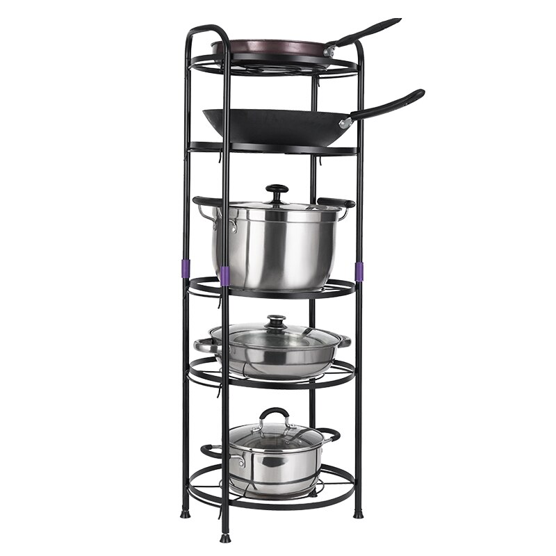 kitchen storage pot floor multi-layer corner rack electric rice cooker rack black kitchenware storage pot rack WF1105