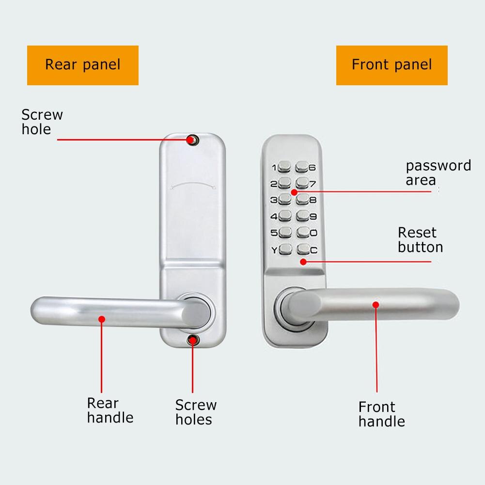 Mechanical Digital Door Lock Waterproof Intelligent Electronic Lock Push Button Keypad Keyless Code Combination Lock Set