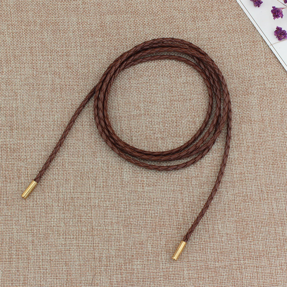 Cuerda de cintura larga tejida para mujer, Cinturón fino de 160cm, decoración Simple, lazo para vestido, cinturones de , 1 unidad: CAMEL