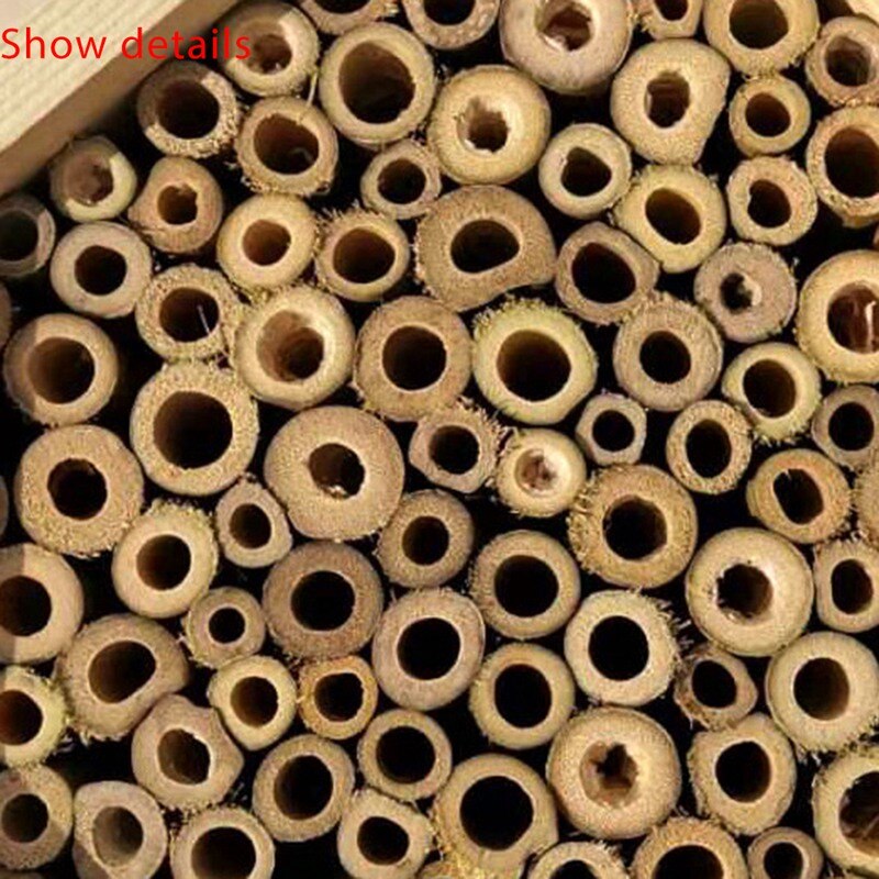 Bee House Handmade Natural Wood Bee Hive Attracts Peaceful Bee Pollinators To Enhance Your Garden's Productivity