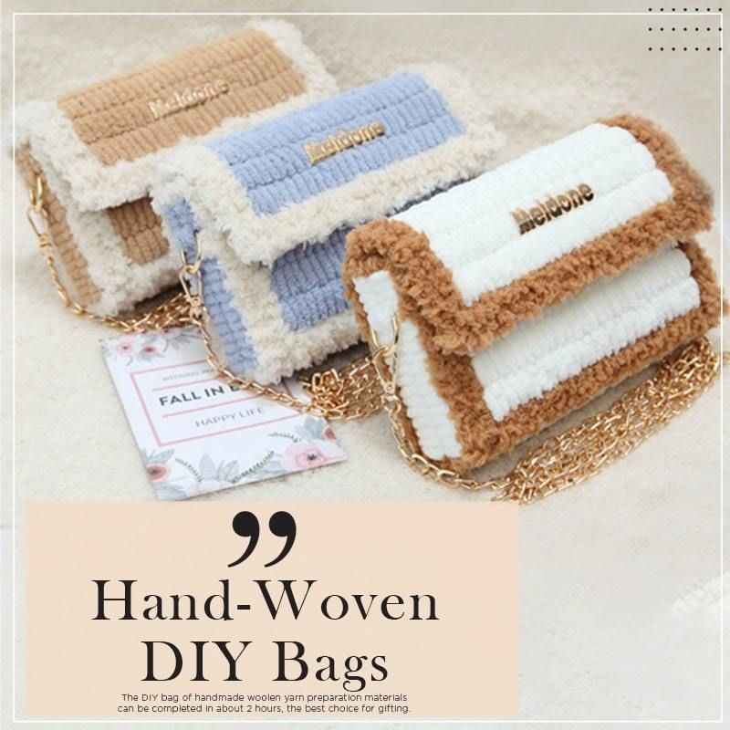 Diy Hand-Woven Tassen Zelfgemaakte Wol Schouder Vrouwen Messenger Bag Vrouwelijke Materiaal Tas Pluche Gebreide Tas Cadeau Voor Vriendin non-Afwerking