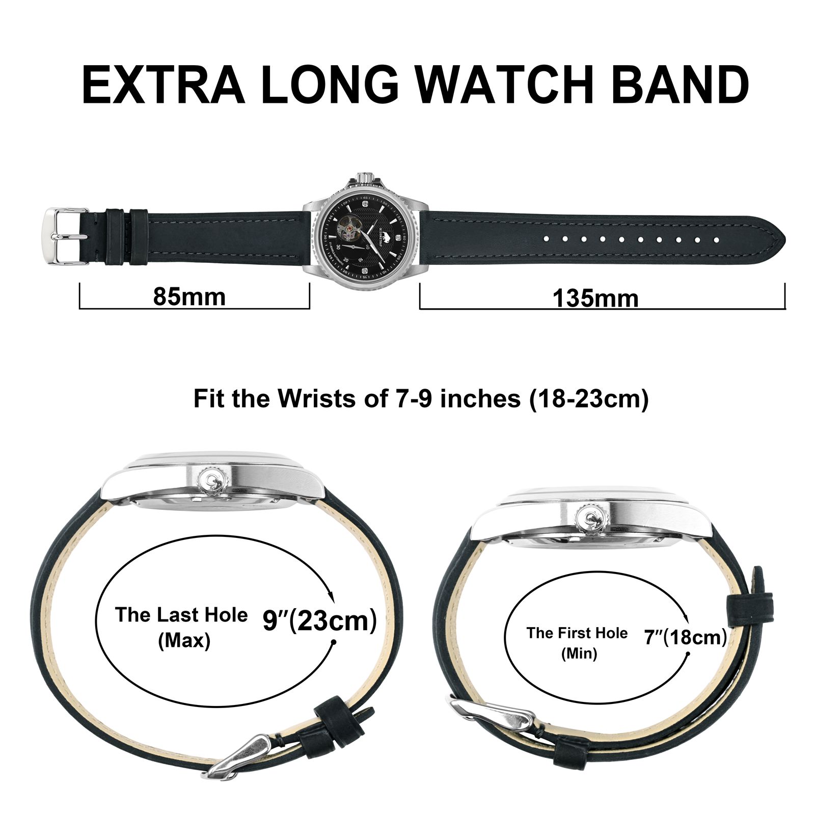 BISONSTRAP Leather Watch Strap 18mm 20mm 22mm 24mm, Replacement Watch Band for Men, Quick Release and Breathable Wristband