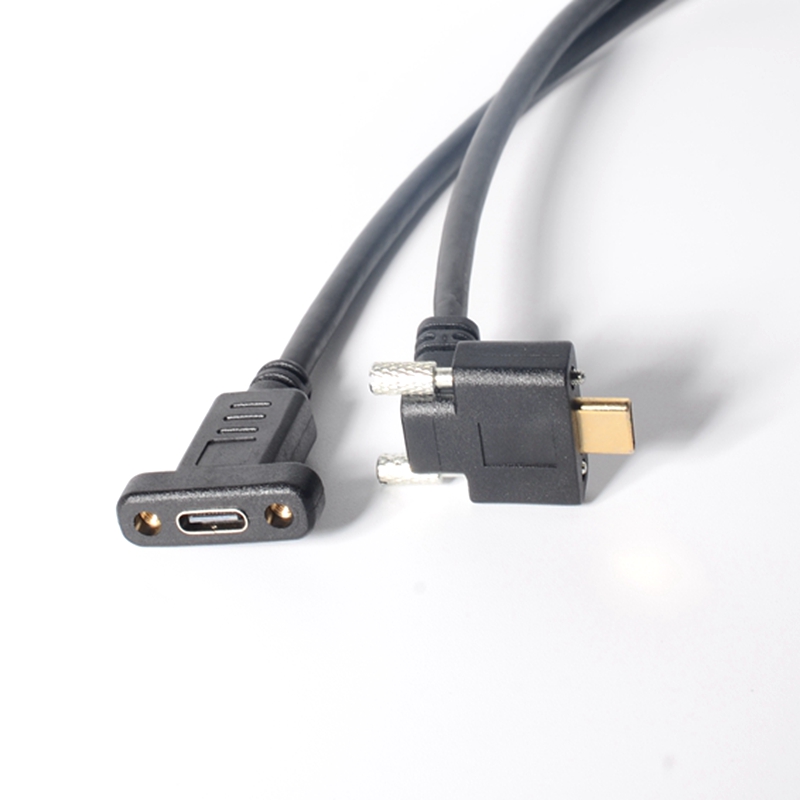 USB C to USB C Cable USB-C Elbow Dual Screw Locking USB3.1 Type-C Male to Male Female Industrial Camera Extension Cable