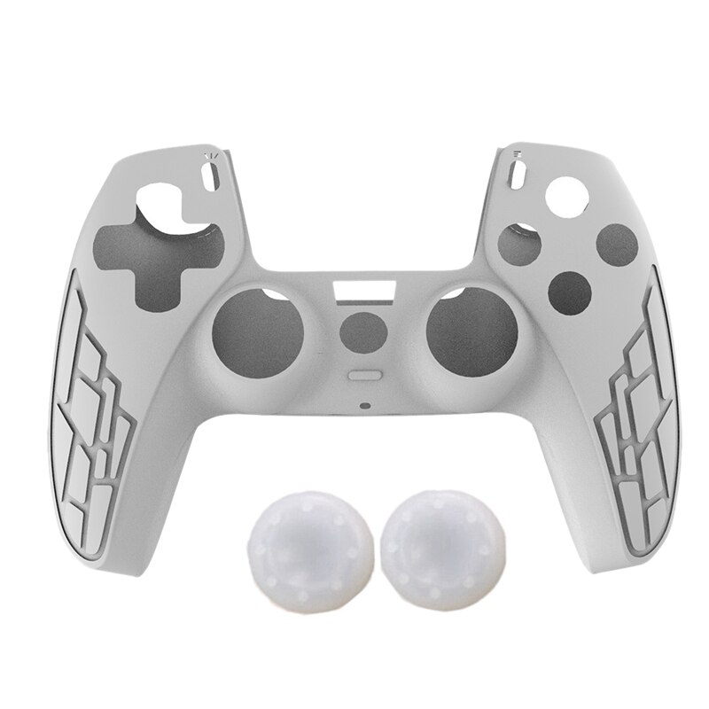 2 Set Gamepad Beschermhoes Siliconen Cover Grip Case Beschermende Voor PS5 Joystick Game Controller Case, Wit & Zwart