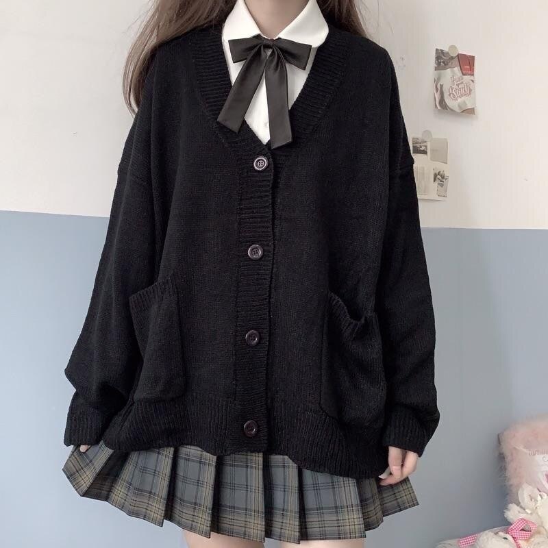 Skolepige uniform jk cardigan løs jk sweater frakke japansk skoleuniform japanske uniformer chandail