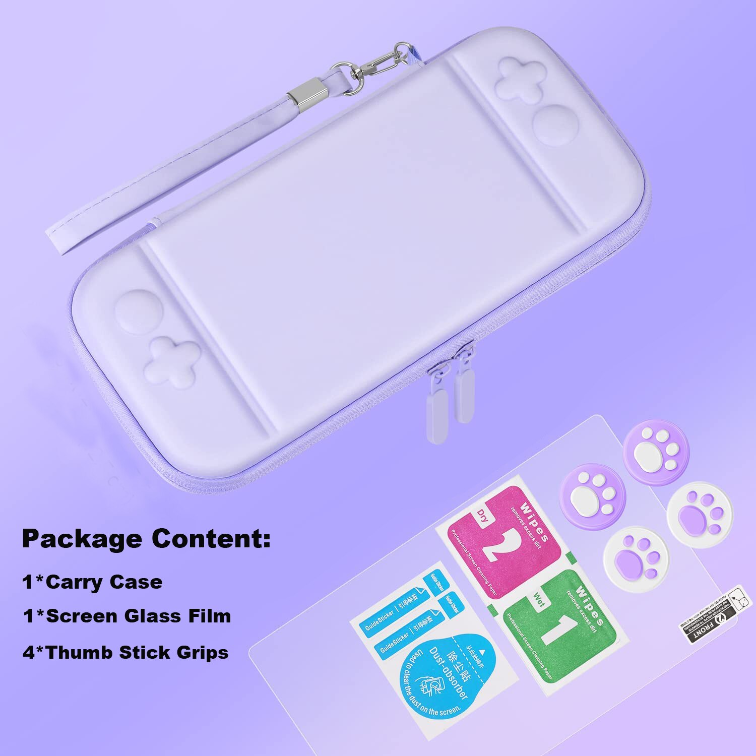 Anti-Kras Soft Inner Ns Console Beschermhoes 9H Clear Screen Glas Film Met Analoge Caps Voor Nintendo schakelaar Accessoires: Paars
