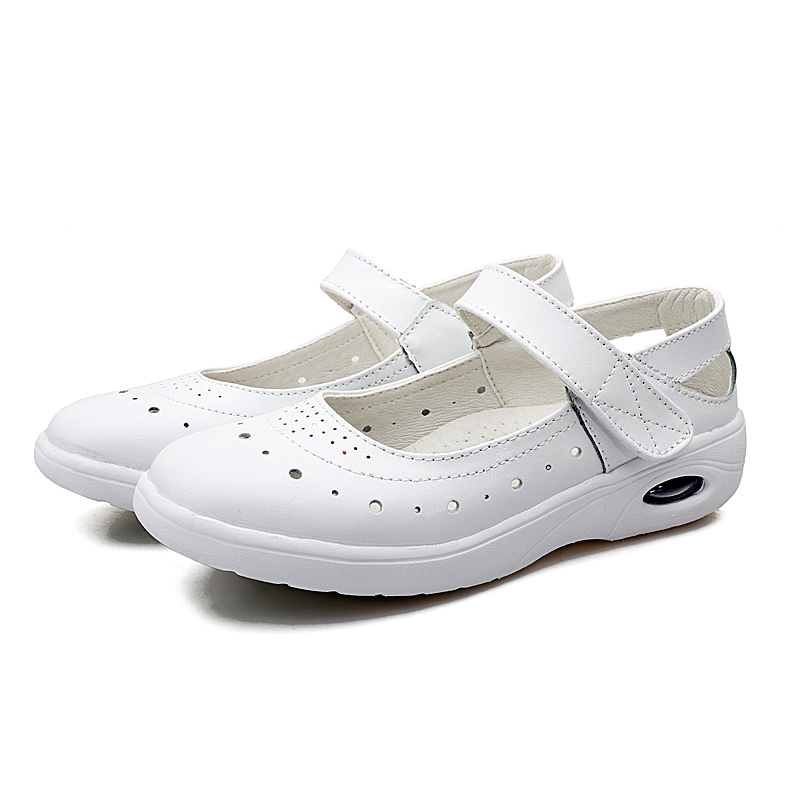 Beyarne– chaussures plates pour femmes, mocassins d'infirmière confortables et doux, respirants, blancs