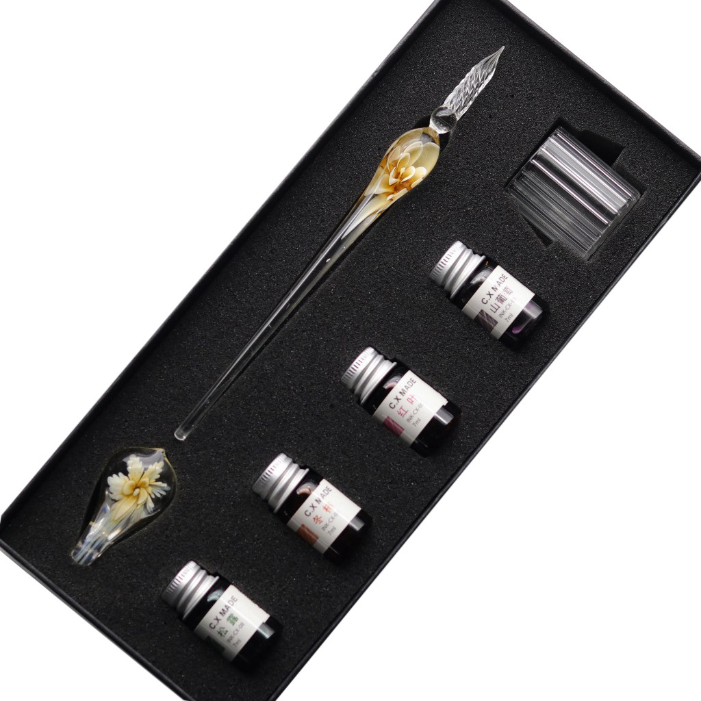 4-Pack Elegant Glass Dip Pens For Calligraphy & Drawing - Vintage Style Crystal Pens With Smooth Writing Tips