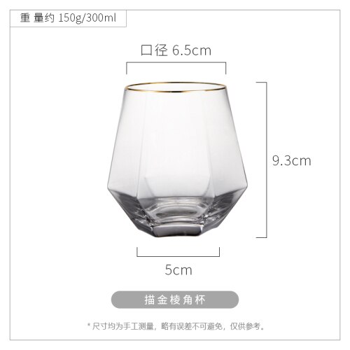 Rose guld vinglas kop luksus geometrisk vandglas whisky shot glas hjem tazas de cafe easy juice  ac50gc: Stil 2-300ml