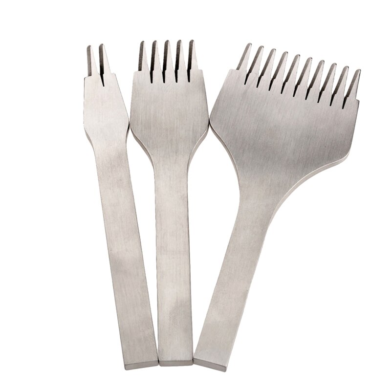 De acero inoxidable de 3,85mm cincel plano cuero artesanal herramientas agujero equipo de perforación herramienta de bricolaje 2 Prong/5 Prong/10 puntas LBShipping