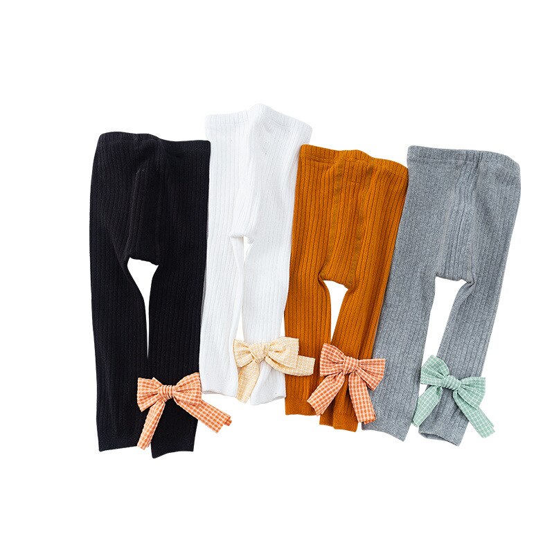 Doce cor sólida bowknot collants do bebê outono inverno quente criança leggings princesa macio respirável criança menina meia-calça