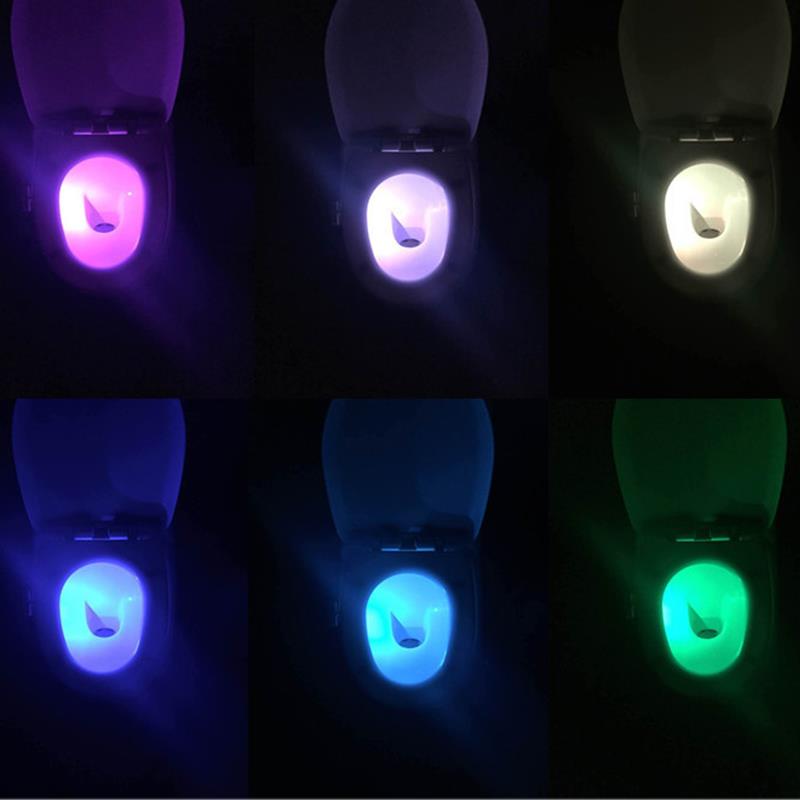 Smart toalett nattlys sete nattlys sensor lampe 8 farger vanntett bakgrunnsbelysning bevegelsesaktivert led luminaria lampe for barn
