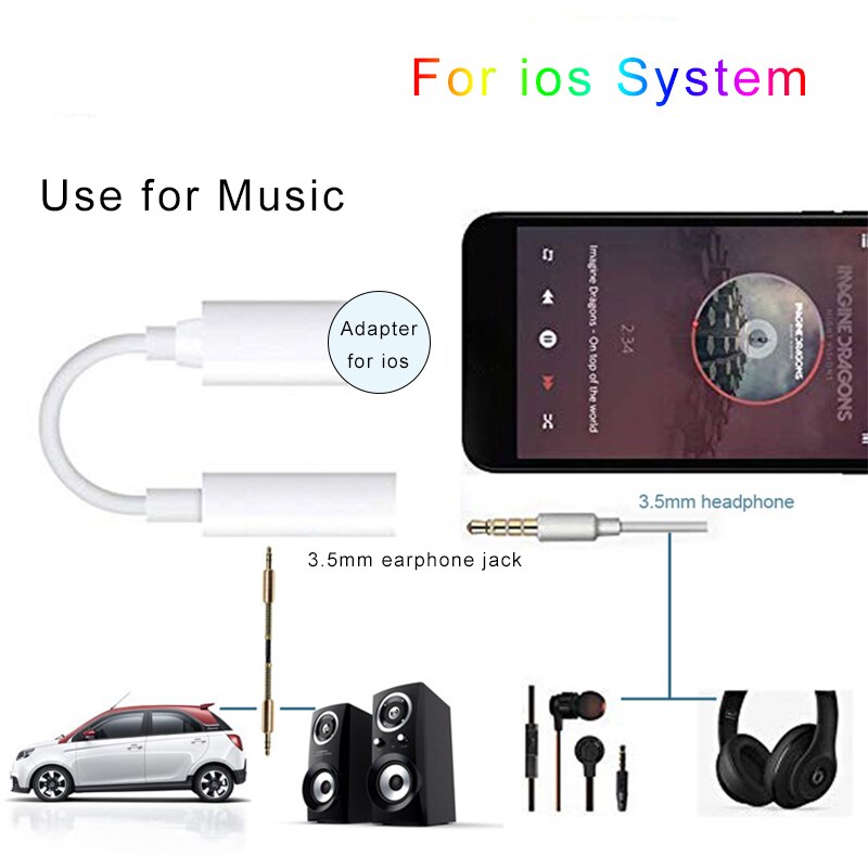 Bluetooth Headphone Adapter For iPhone AUX Adapter For IOS 13 12 11 Lightning Female To 3.5mm Male Adapters Headphone Jack Cable
