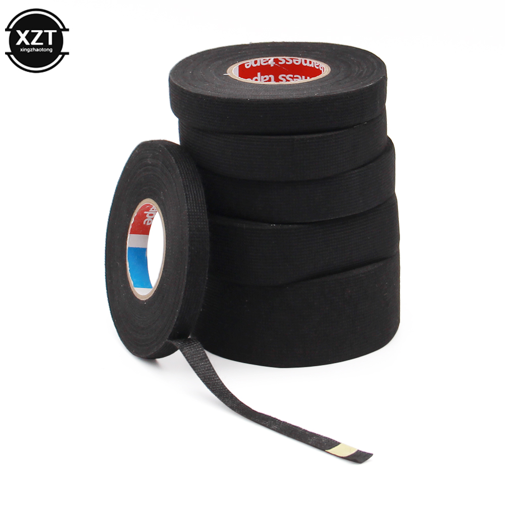 1pc Heat-resistant Adhesive Cloth Fabric Tape For Car Auto Cable Harness Wiring Loom Protection Width 9/15/19/25/32MM Length 15M