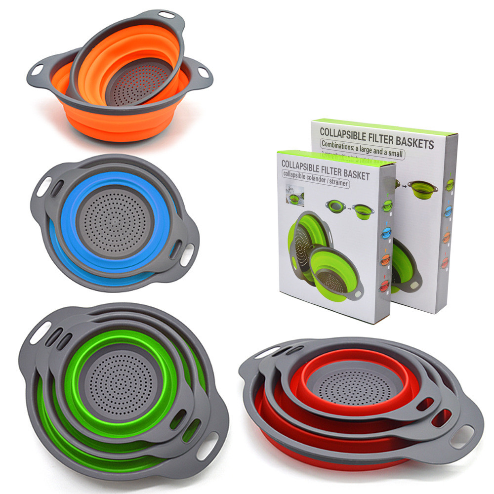 Colador plegable para lavar frutas y verduras, cesta, escurridor de platos de silicona, escurridor plegable, herramienta de almacenamiento de cocina