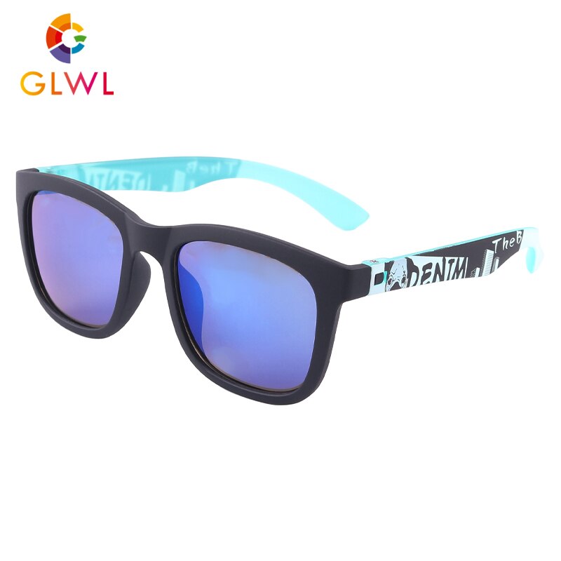 Kids Zonnebril Jongens Stijlvolle Coating Zonnebril Sport Kinderen Lenzenvloeistof Baby Retro Peuters Sunglass Big Schaduw Vierkante Lenzen: GLWL1909-14A