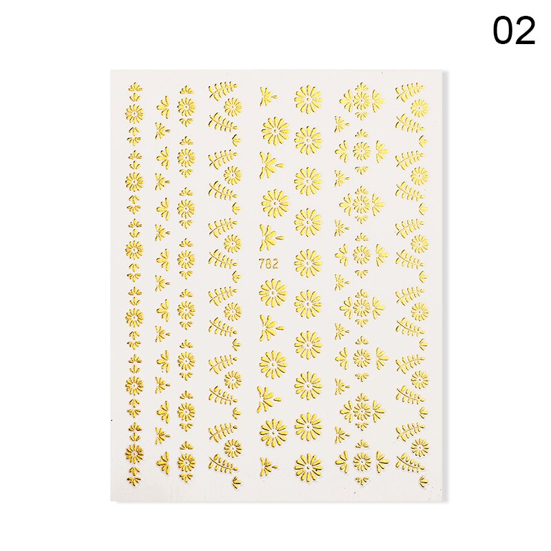 Or métal 3D autocollant à ongles géométrique lune étoile rayures vague ligne modèles Nail Art décalcomanies décoration bricolage accessoires de: 8