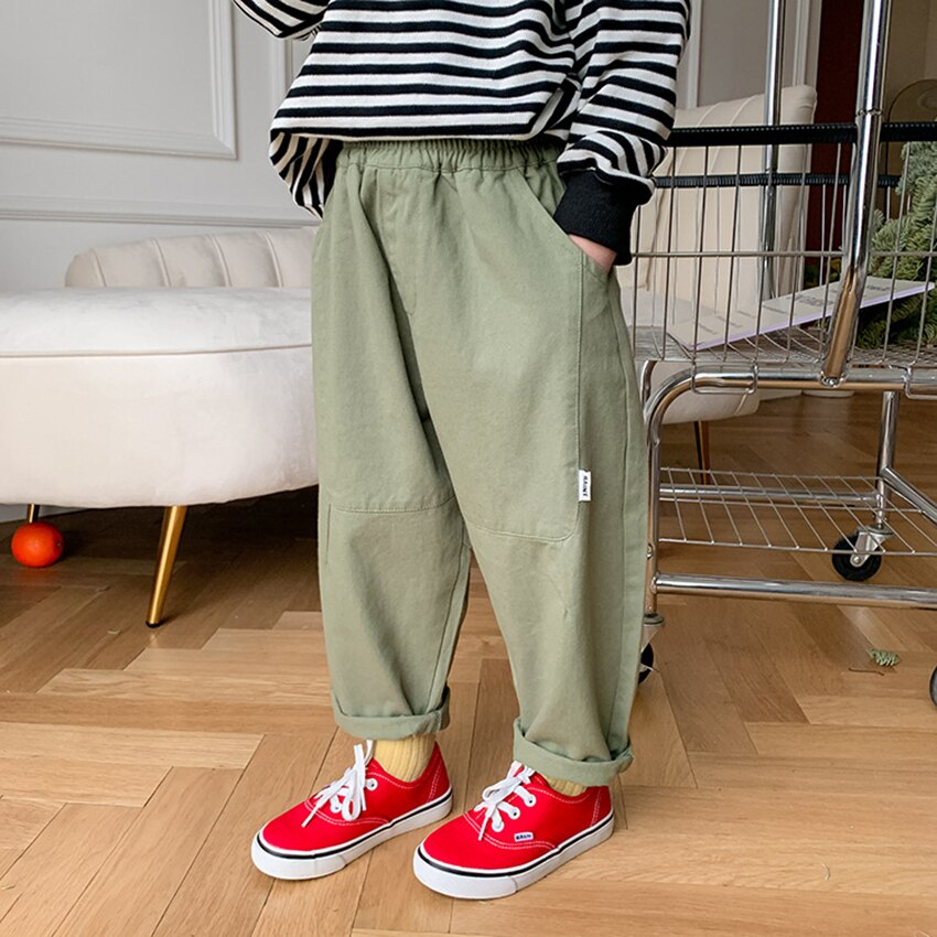 Pantalones finos para niño, ropa informal holgada de Hip Hop, Color sólido, con bolsillo grande, primavera y otoño, 2022
