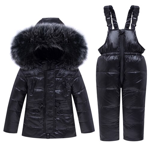 Rusland Kinderen Winter Jas Jas Waterdicht Overalls Voor Kinderen Baby Boy Meisje Kleding Snowsuit Peuter Parka Donsjack: Black / 3T