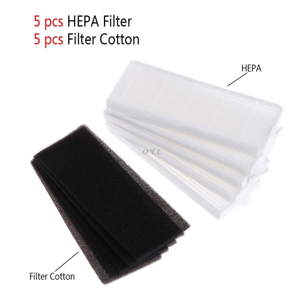 10 Stuks Hepa Filters Element + Filter Katoen Vervangingen 135X50 Mm Voor Ecovas DN621 DN621 + DN620 Voor ilife A6 A4 A4S