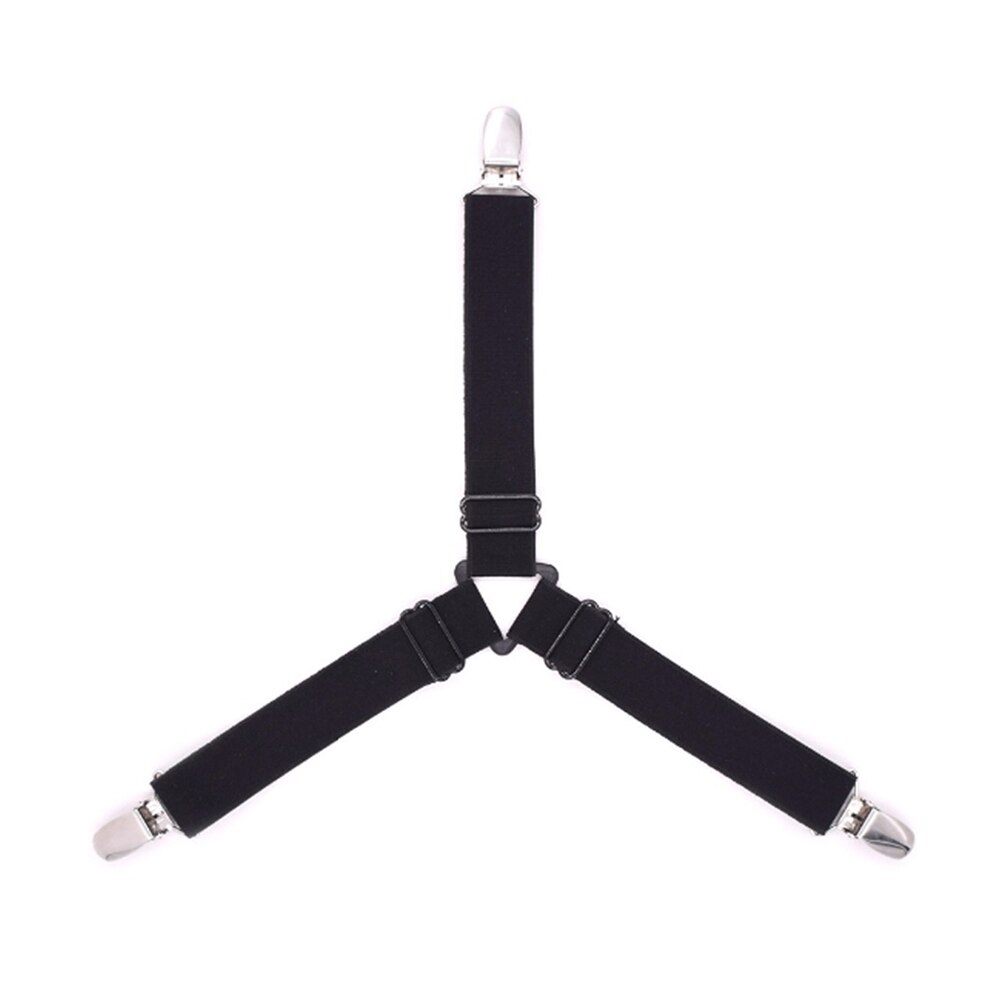 1/4PCS Stainless Steel Adjustable Elastic Triangle Bed Sheet Fasteners Mattress Cover Corner Holder Clip Fasteners Clothes Pegs: black 1pcs