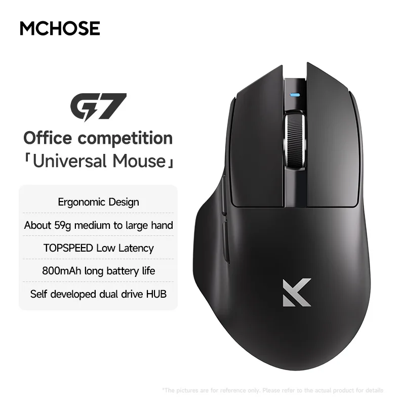 MCHOSE G7 Wireless Tri-Mode Mouse Esports Gaming Computer Bluetooth Office Lightweight Ergonomics High Performance Low Power: WHITE