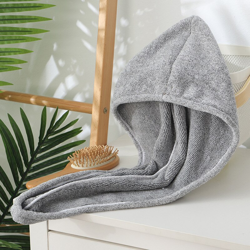 Toallas para el cabello de fibra de carbón de bambú, turbante para la cabeza de baño, secado rápido, Antifrizz, para secar el cabello, para mujeres y niñas: solid gray