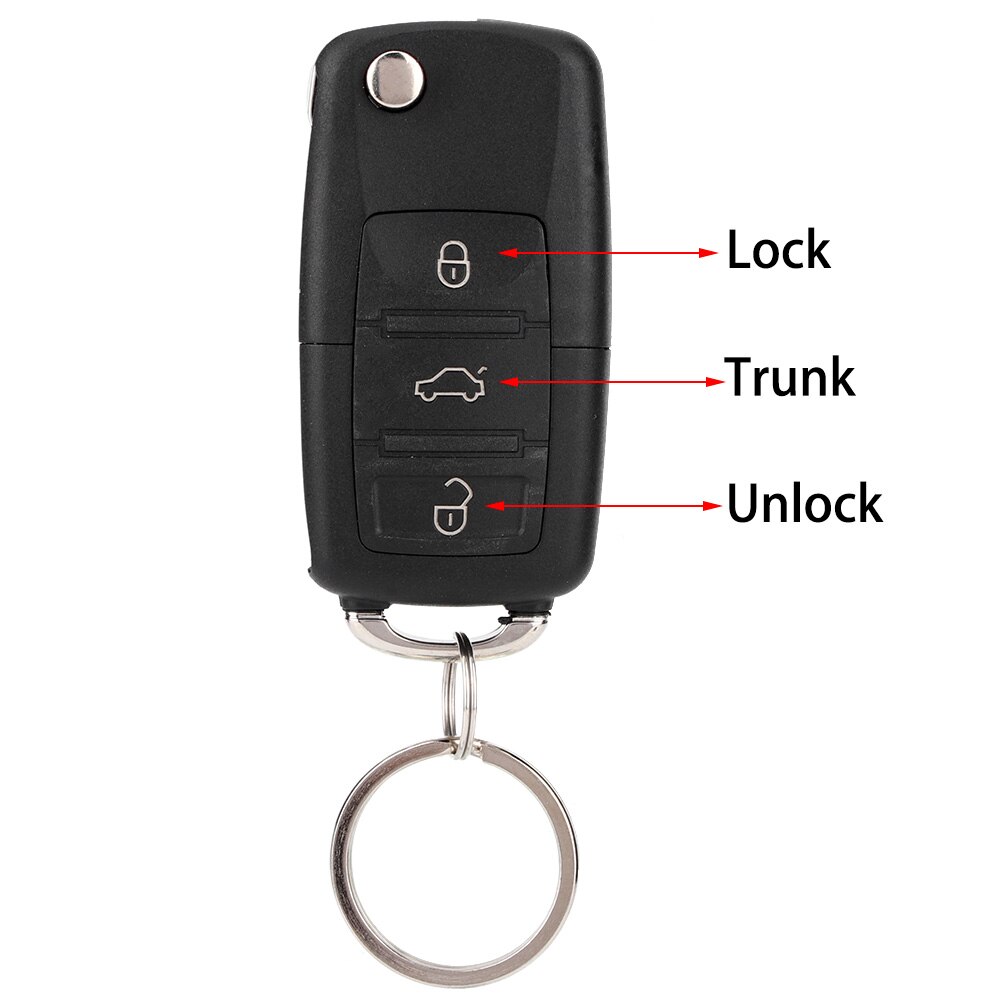 Universal 12V Car Plastic Door Lock Locking Keyless Entry System Remote Central Control Kit with LED indicator Black