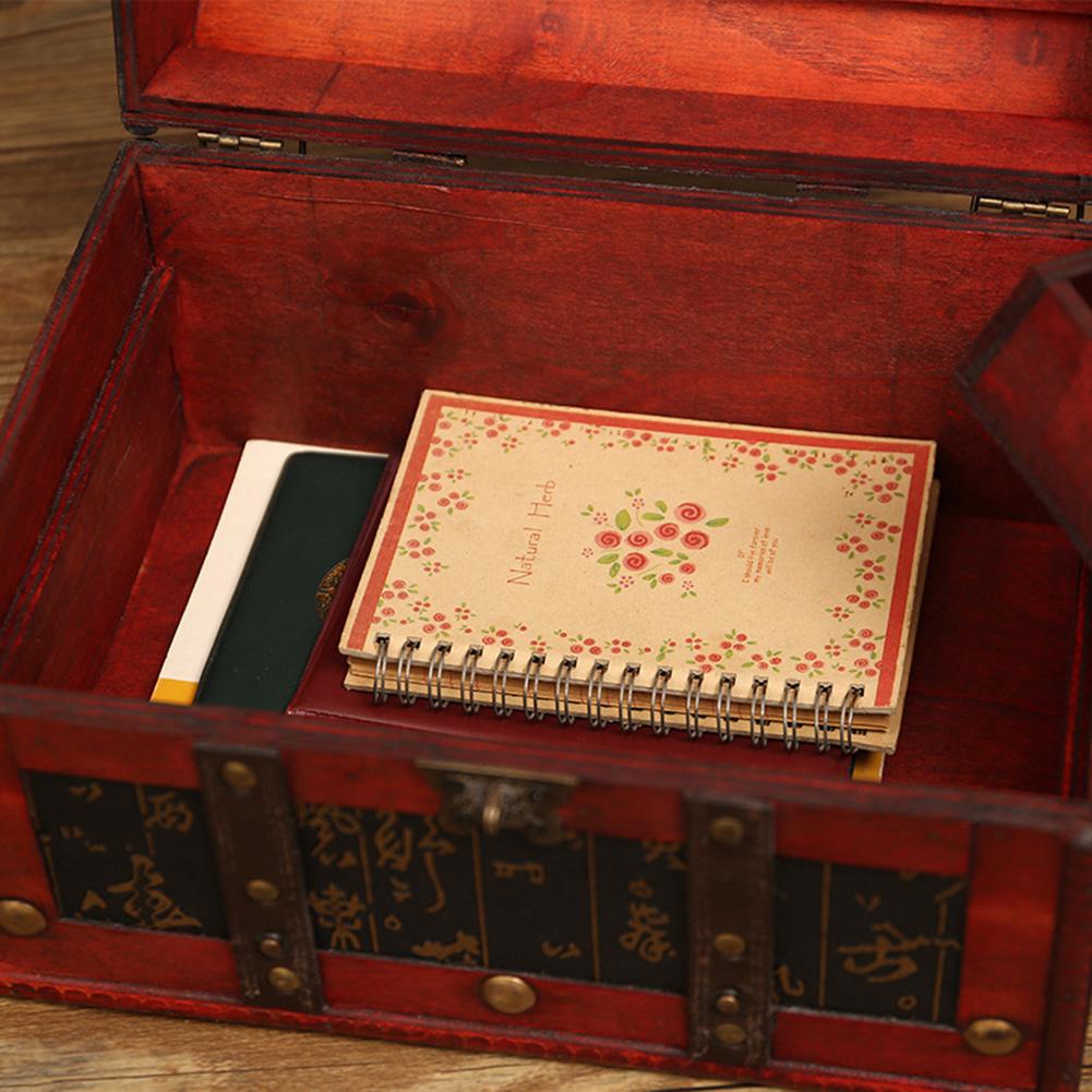 Treasure Chest With Lock Box Cosmetics Jewelry Treasure Hunt Box Wooden Crafts Decorative Ornaments