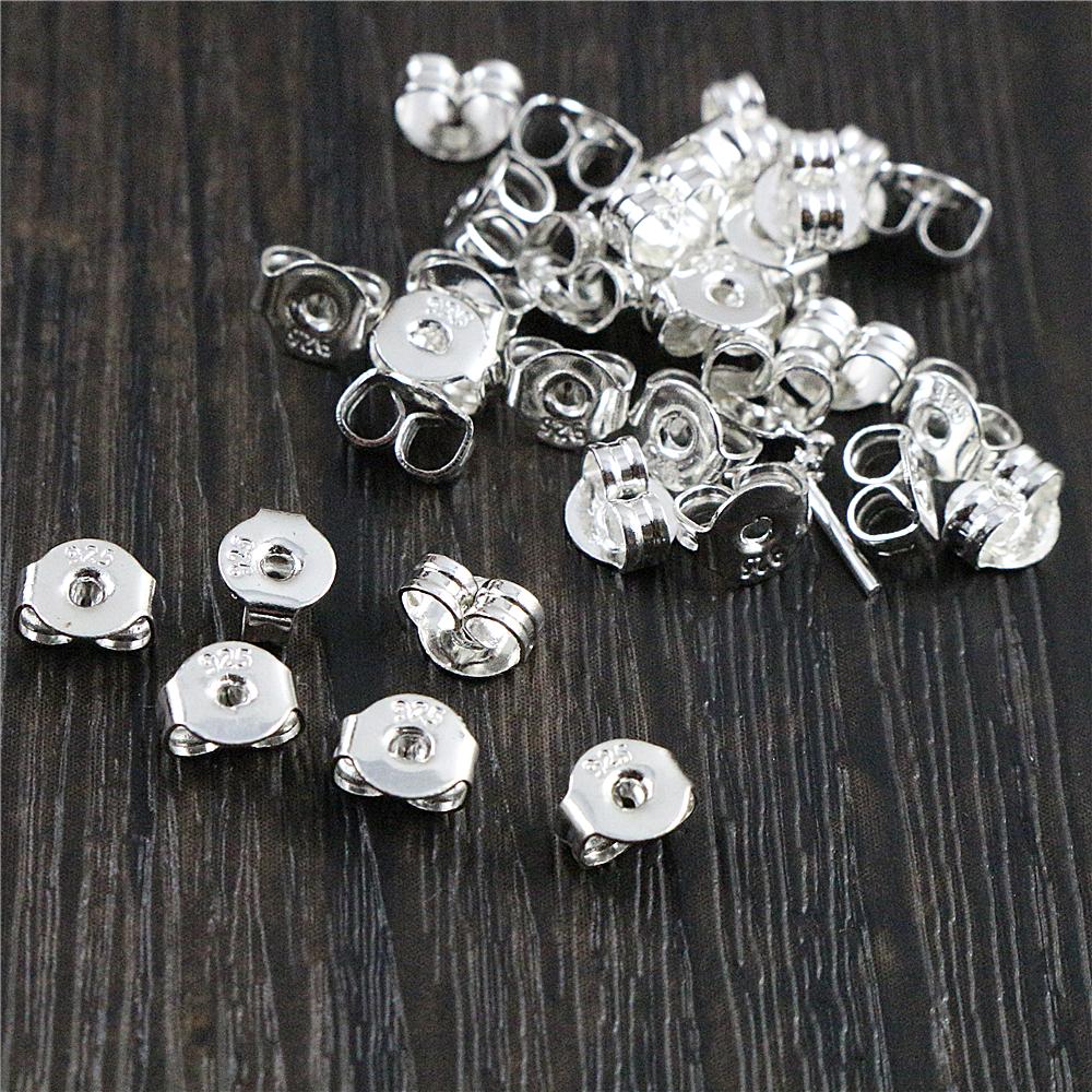 100 stücke 925 Silber Farbe Überzogen Kupfer Ohrring Zurück Stecker Ohrring Einstellungen Basis Ohr Studs Zurück Ganze -L2-42