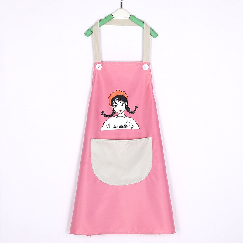 Apron Cooking Kitchen Waterproof Aprons Chef Apron with Pockets for Home Restaurant Garden BBQ Coffee House Apron YU-Hom: Pink