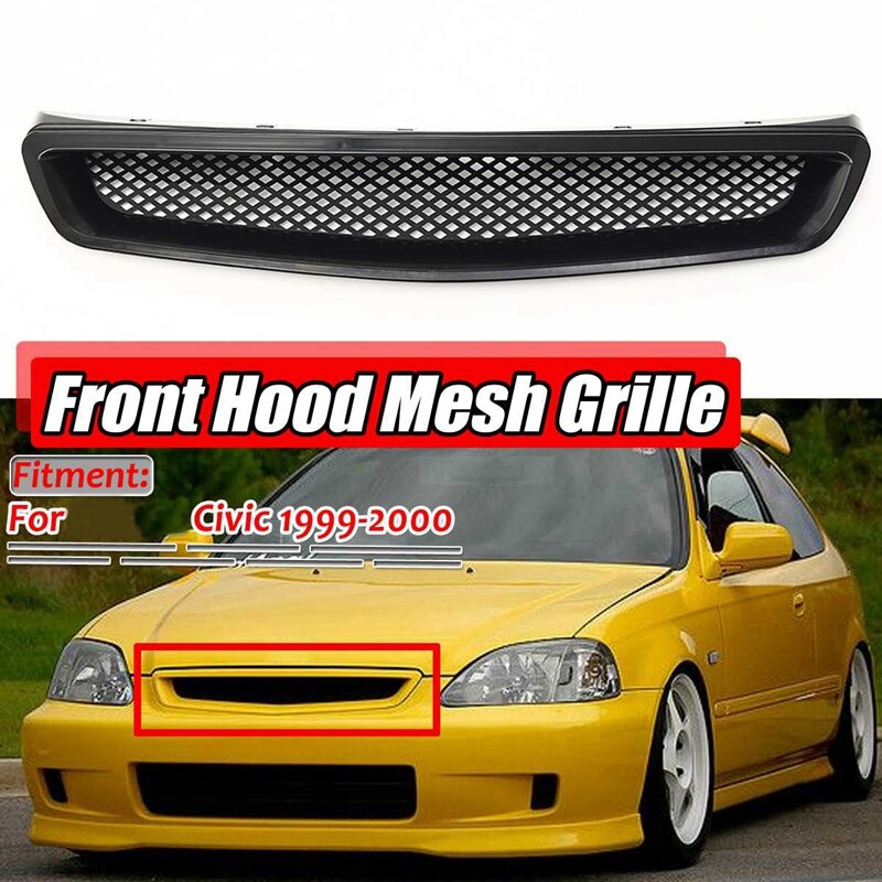 Rejilla de malla para capó delantero de coche, parachoques de carreras para Honda, Civic, EK, CX, DX, EX, HX, LX, Tipo R, años 1999 a 2000, 2 uds.
