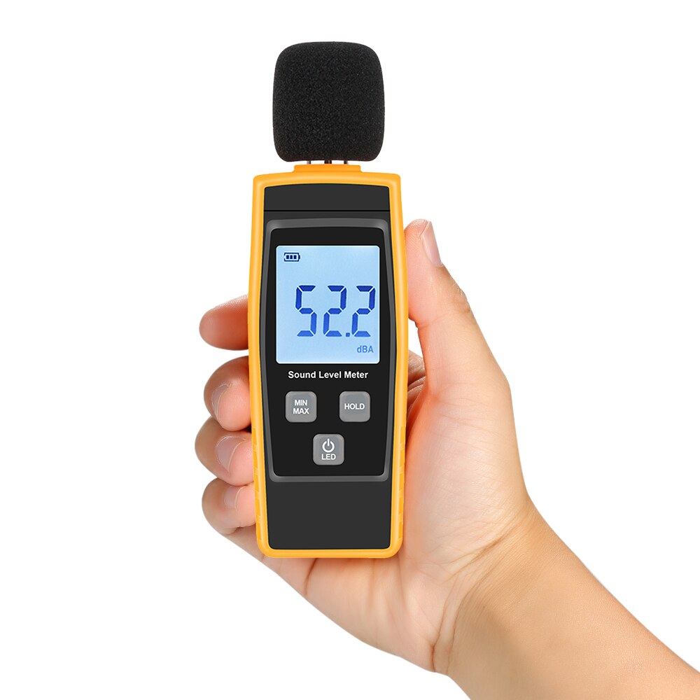 LCD Digital Sound Level Meter DB Meters 30-130dBA Noise Volume Measuring Tool Decibel Monitoring Tester w Max/Min/Data Hold Mode
