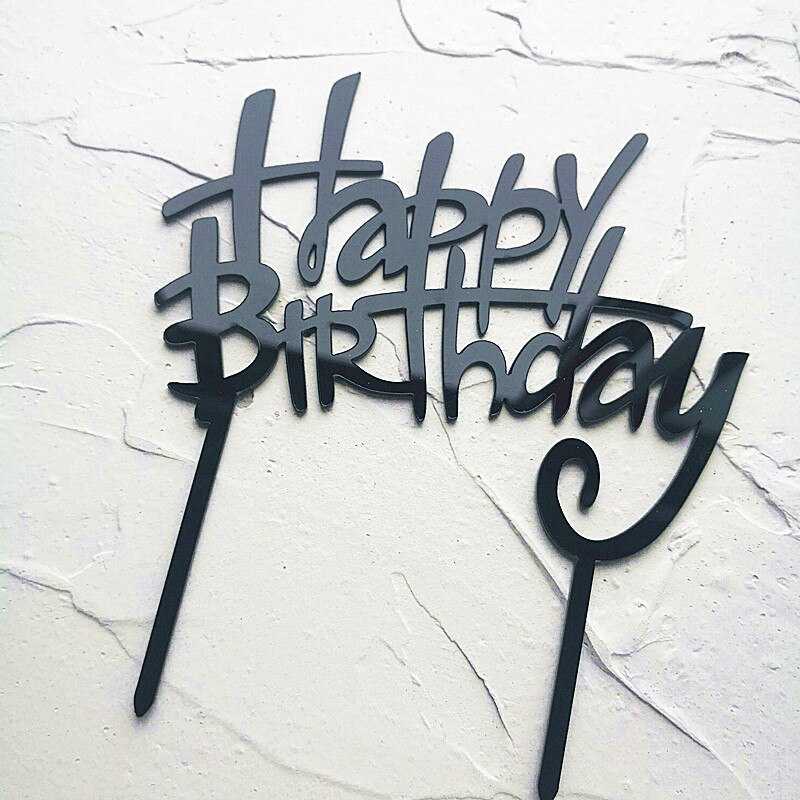 Black Gold Acrylic Happy Birthday Cake Topper Cake Decoration Party Favors Supplies Cake Decorating Tools: black