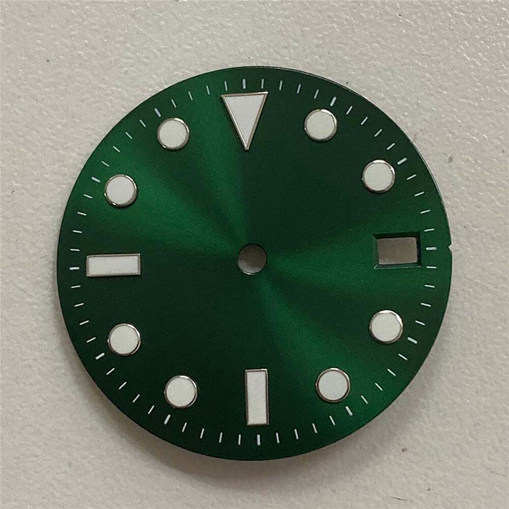 29mm Watch Dial with Blue Luminous 3 o&amp;#39;clock Watch Dial for NH35 Movement Accessories: Green