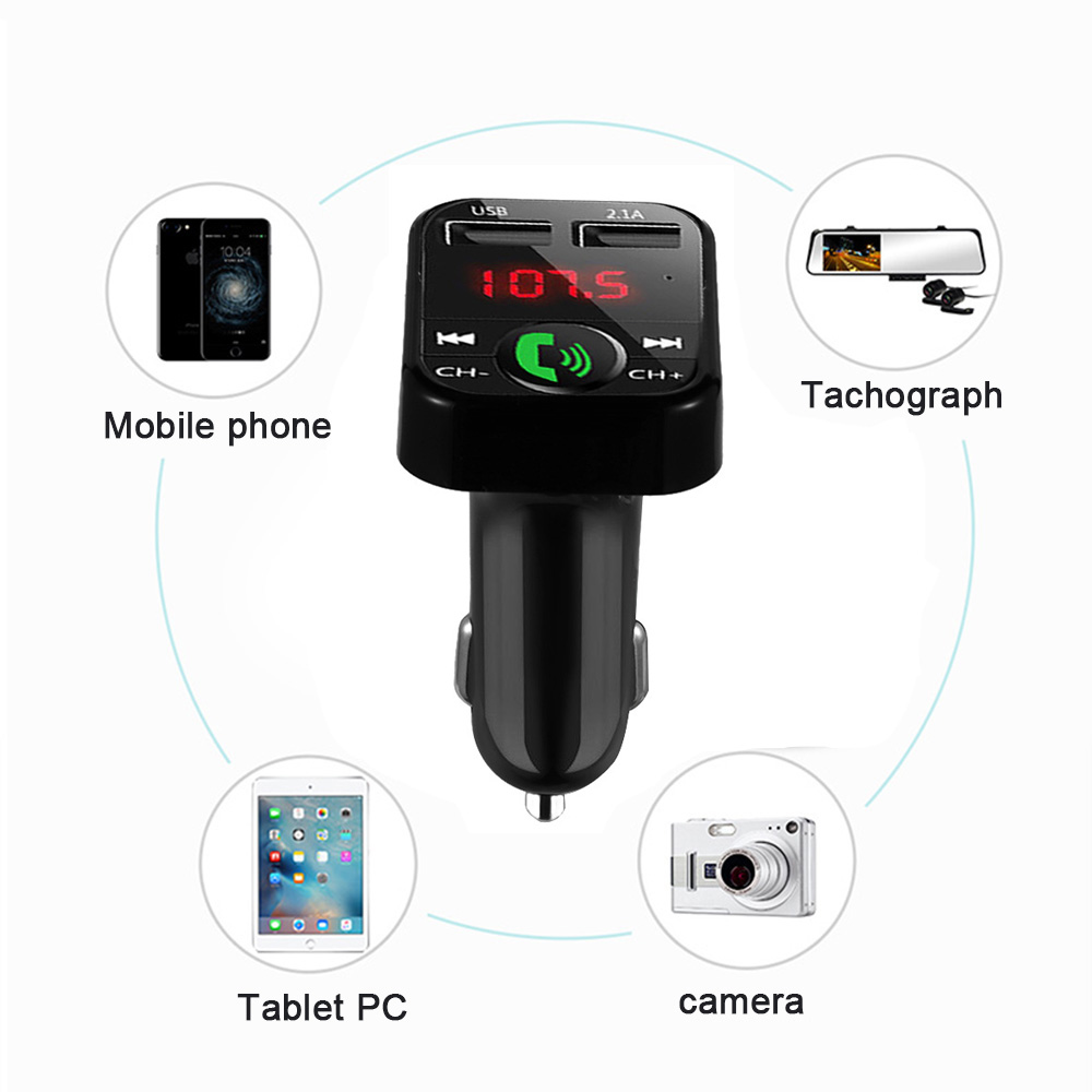 Auto Kit Handsfree Draadloze Bluetooth stereo FM music Transmitter LCD MP3 Speler USB Charger 2.1A