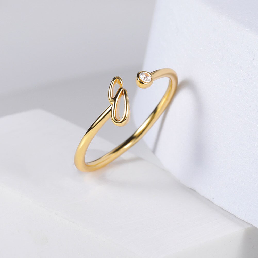 Rvs A-J 10 Brieven Ringen Voor Vrouwen Tiny Wedding Ring Alfabet Crystal Initial Ringen Vinger Sieraden Accessoires