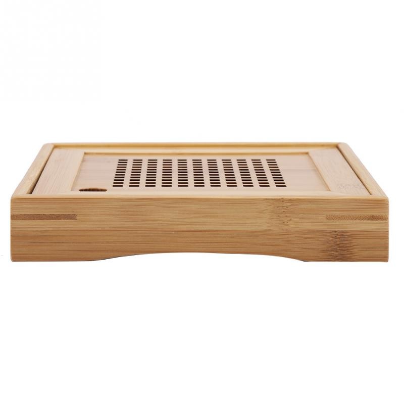 Mini Vierkante Bamboe Thee dienblad Drainage Water opslag Kung Fu Thee set kamer Board tafel Chinese thee cup ceremony gereedschap