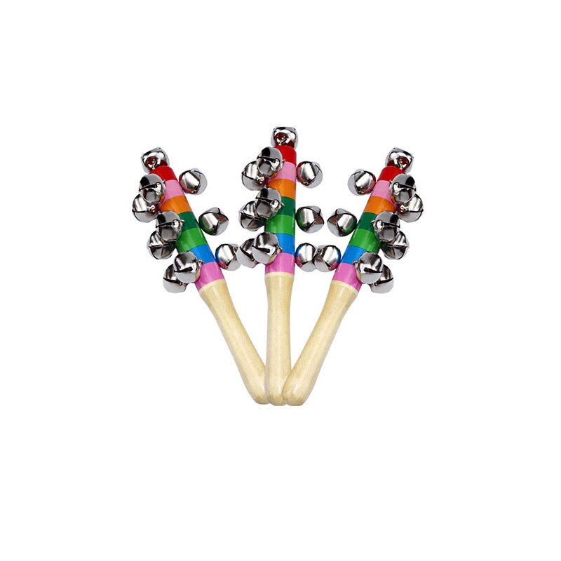 Holz Rassel Regenbogen Farbe Hand Rassel Griff Holz Aktivität Glocke Ring Regenbogen Musical Instrument Regenbogen Shaker Stock Kleinkind: 3Stck