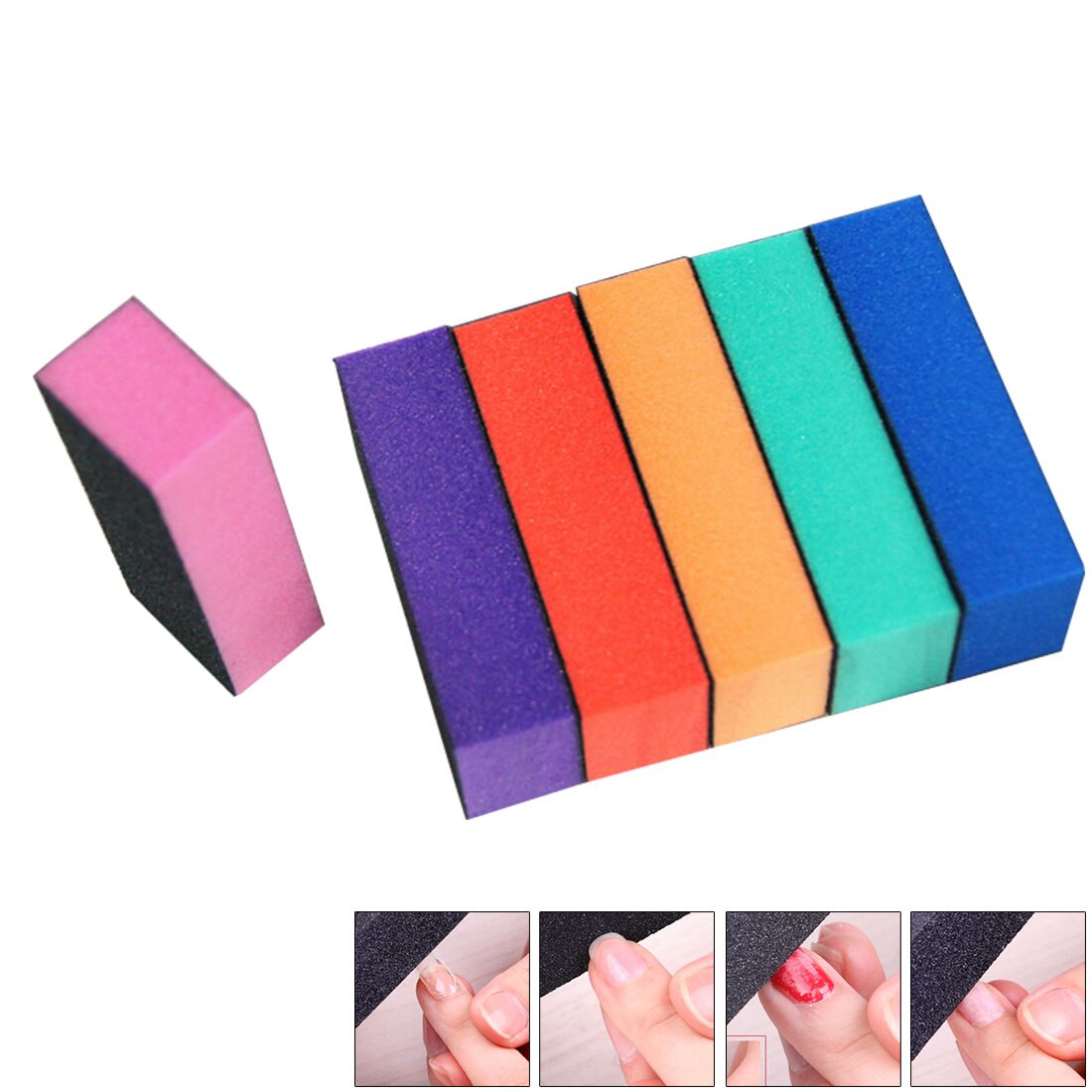 Meerkleurige driezijdige korrel hoge kogel zwarte schuurbuffer nagelvijl polijsten schuren nagelgereedschap polijsten kunst